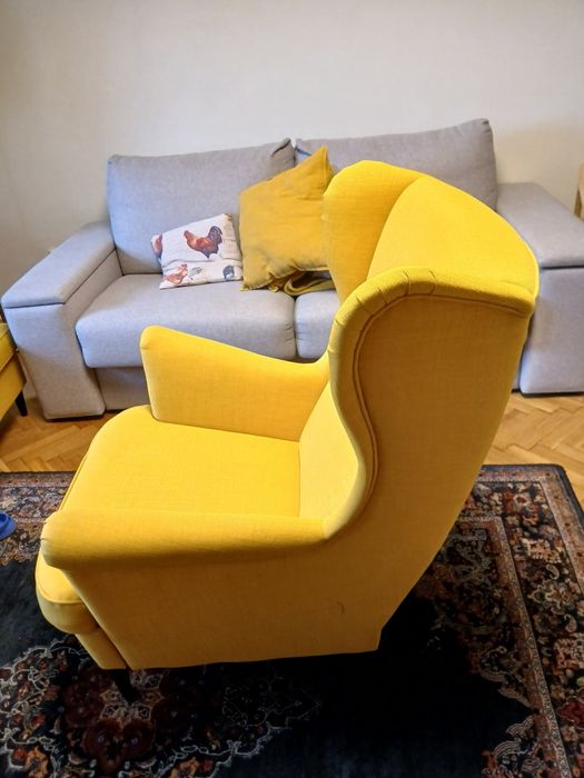fotel żółty uszak Ikea