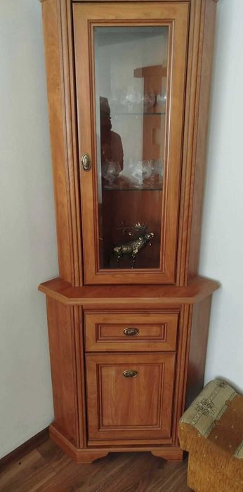 Komplet mebli do salonu – komoda + witryna narożna + kredens (barek)