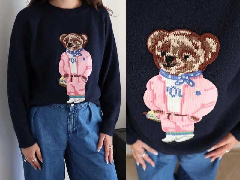 Azara paris nowy sweterek granat z  Misiem teddy bear Miś