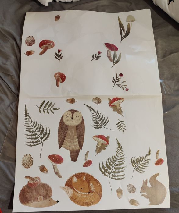 Naklejki ścienne jesień sowa lis jeż