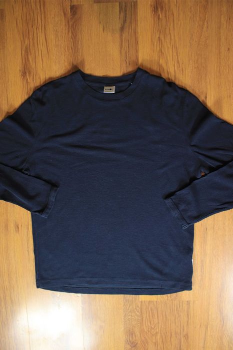 Sweter NN07 r. M okrągły dekolt granatowy męski bawełniany cienki