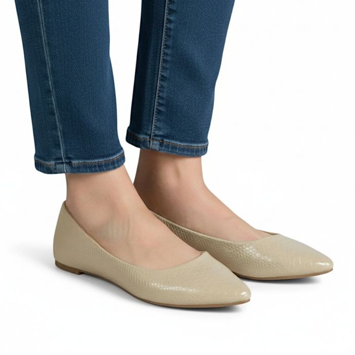 Baleriny damskie płaski obcas casualowe beżowe balerinki 6489 rozm. 41