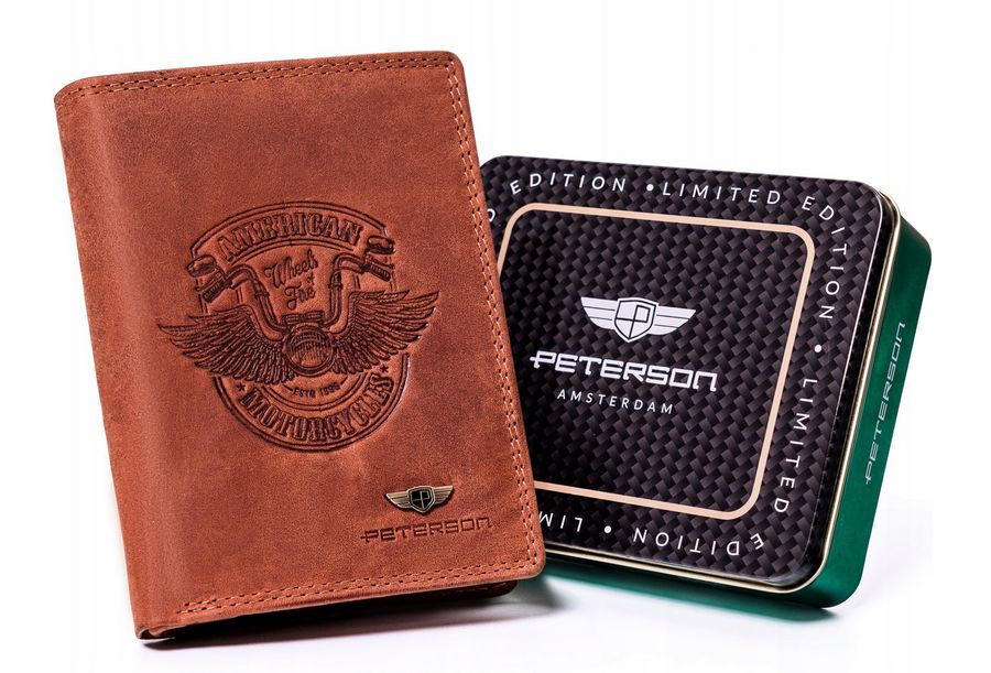 portfel męski bez zapięcia z naturalnej skóry nubukowej - peterson