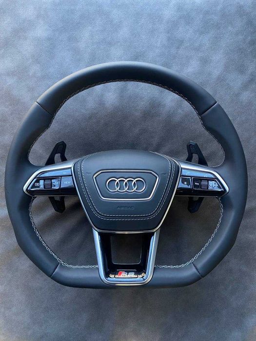 Кермо скошене S-line RS Audi A6 A7 A8 C8 D5 Ауді руль Тюнінг карбон