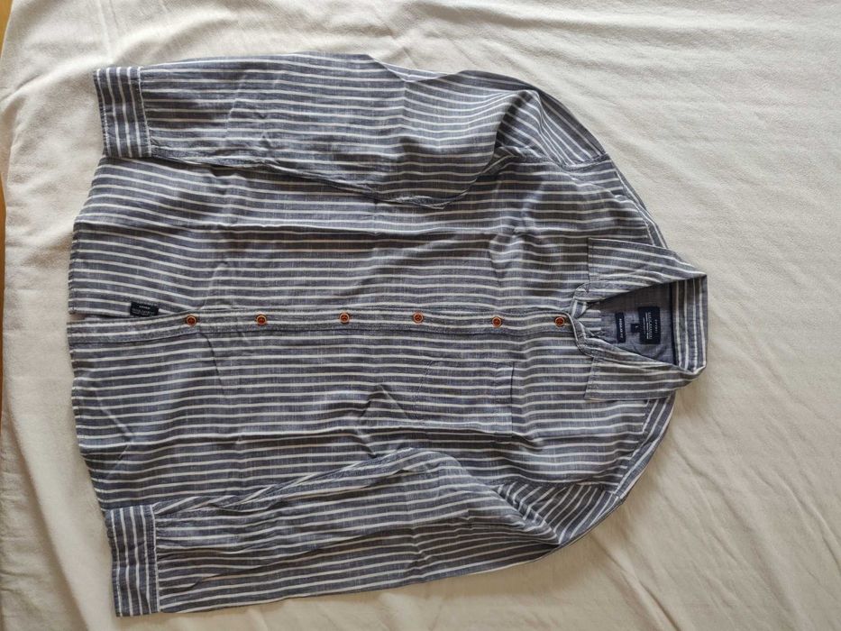 Camisa de linho branca e azul Tiffosi