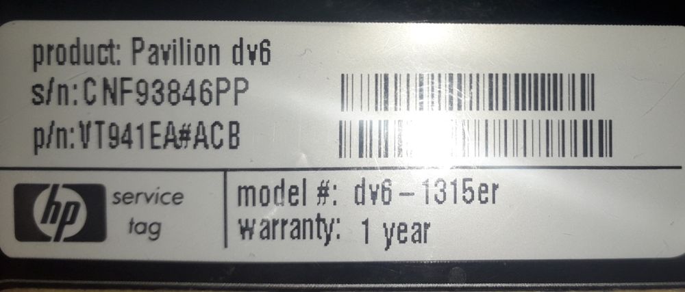 HP Pavilion dv6-1315er без батареї