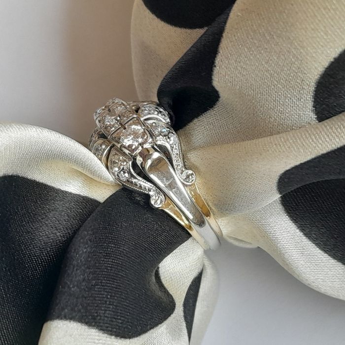 R.13 Pierścionek Art Deco 5.2g Diamenty 0.52ct Złoto 585 WYCENA