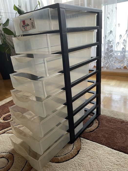 Plastikowy organizer | 8 szuflad | stan bdb