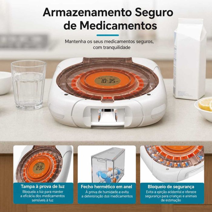 Dispensador automático de comprimidos Retekess 21 compartimentos LCD grande memória