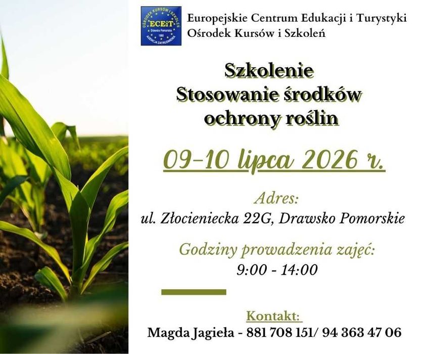 Szkolenia - Środki ochrony roślin | Operator UDT | SEP | Operator maszyn budowlanych i drogowych