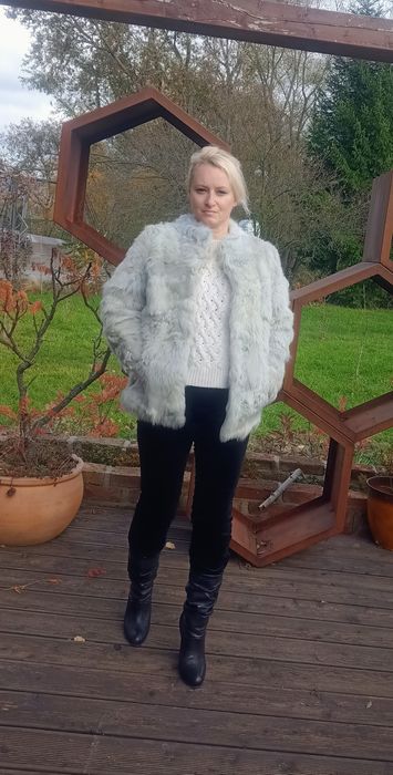 Kożuch naturalny kożuszek prawdziwy vintage SWAG