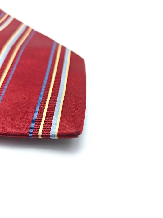 Vitali włoski czerwony jedwabny krawat w paski ady61