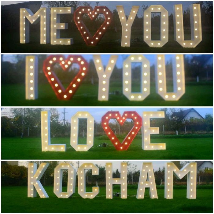 Miłość LOVE KOCHAM ti amo amore amour. Napisy na wesele ślub białe