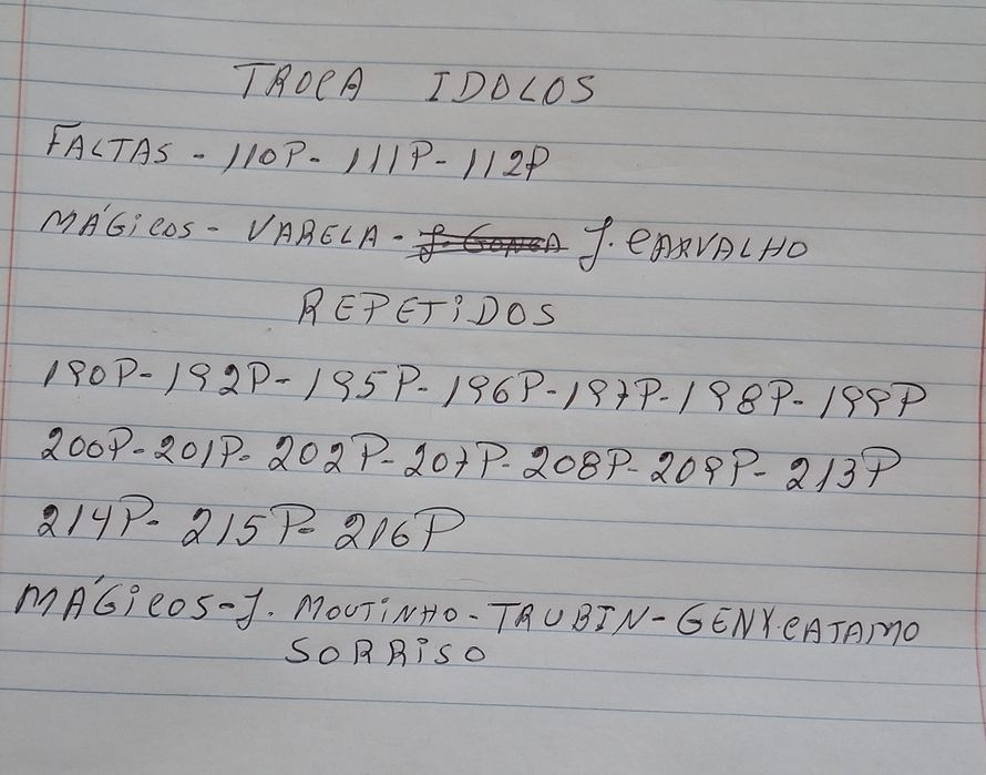 Troca Cromos Ídolos