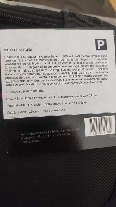 Saco de viagem Titan
