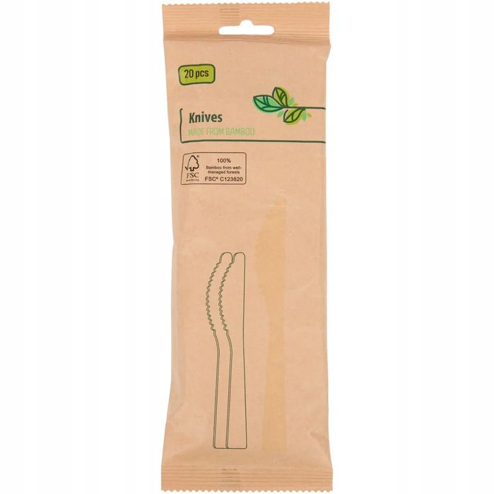 Noże Bambusowe 20 Szt Fsc Biodegradowalne Ekologiczne