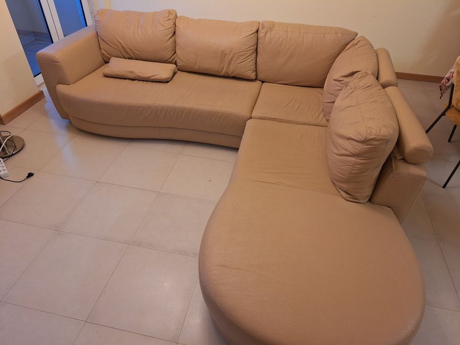 Sofa bege com chaisse longue