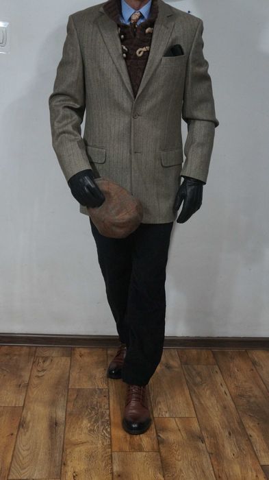 Blezer/Marynarka Bytom Wełna Roz. 182/96 Kolor Brąz/Beż Jodełka Fit