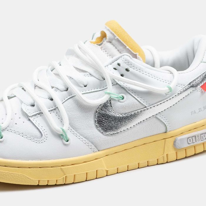 Кросівки Nike SB Dunk Low x OFF-White Silver Swoosh premium | Кроссовки Найк жіночі
