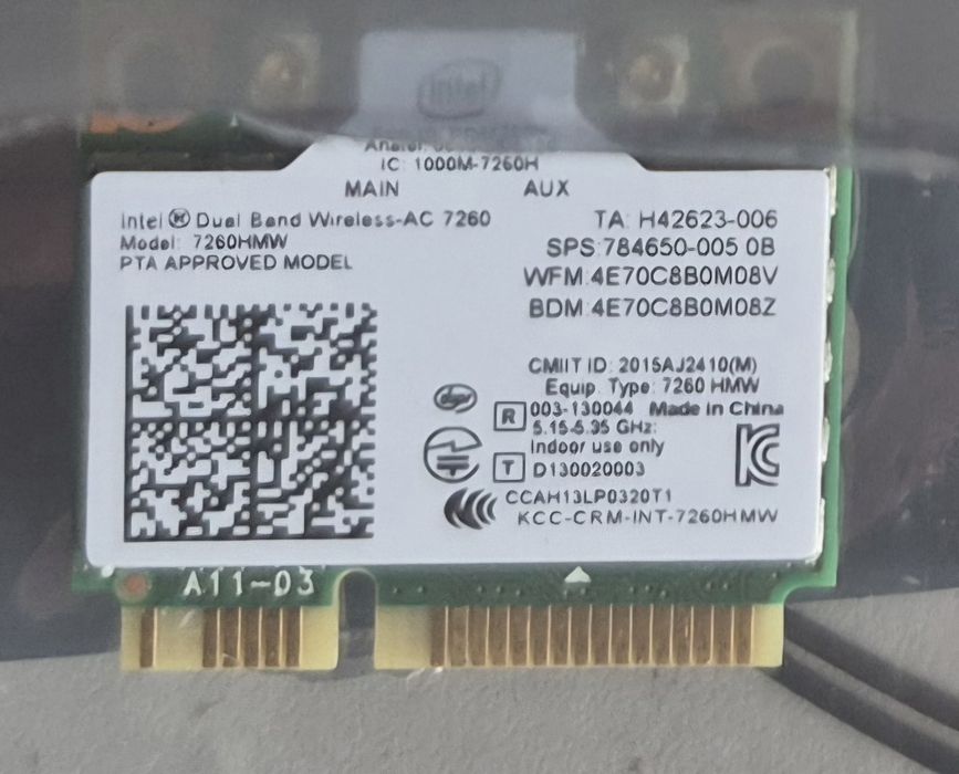 Placa Wi-Fi Intel Dual Band 802.11n