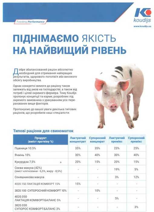 Премікс 2,5% для лактуючих свиноматок, Коудайс  (4020.025NC Комфорт)