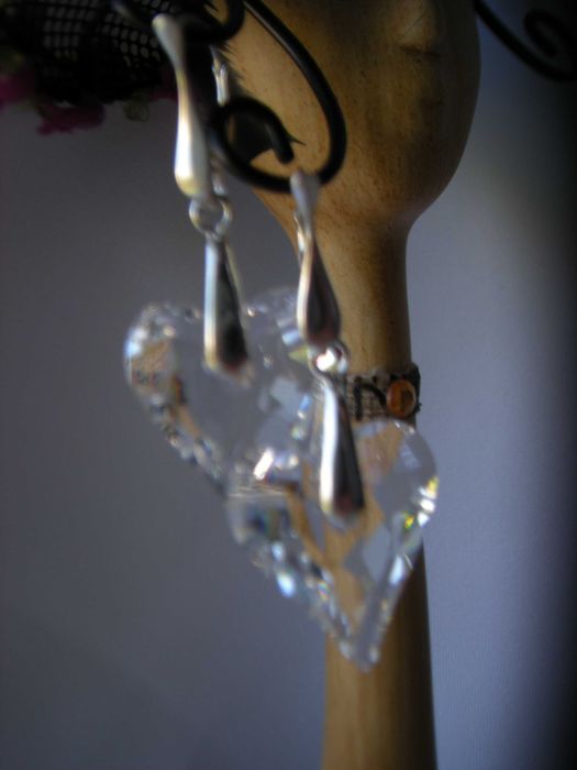 kolczyki 5,5cm kryształy Swarovski duże serca crystal 28mm