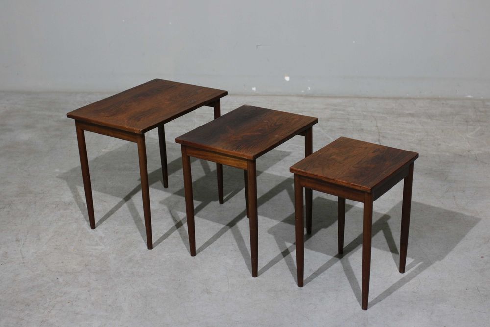 Conjunto de 3 mesinhas dinamarquesas em pau santo