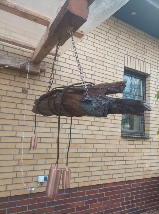 Żyrandol, stara belka, dębowy, industrial, loft