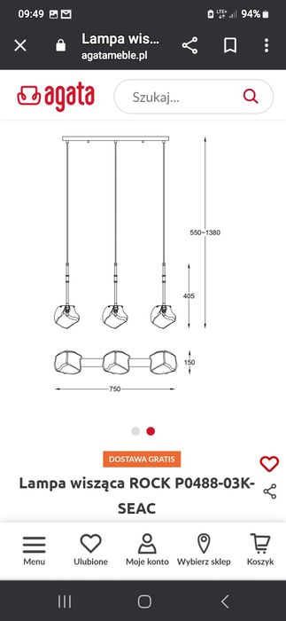 Lampa wisząca zumaline seac rock czarno złota