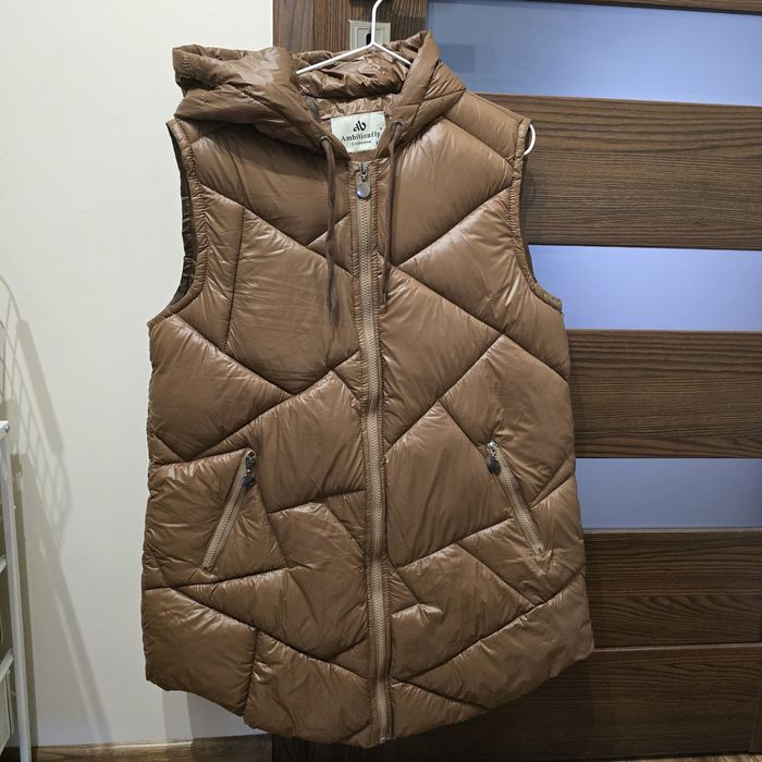 Nowa kamizelka damska z kapturem XXL / XL, brązowa