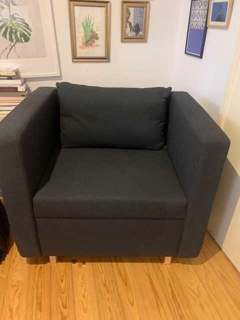 sofá individual/cama/chaise long (ikea), preto