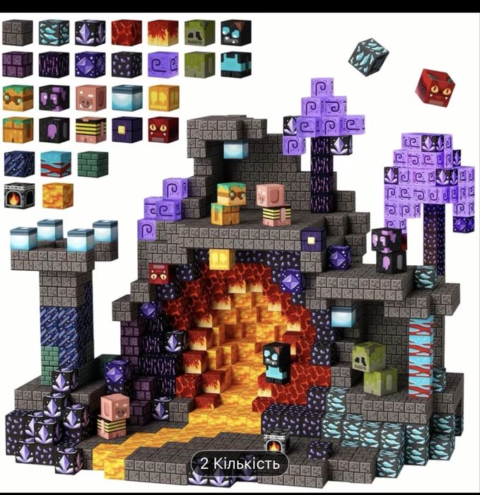 Магнітний конструктор 100 шт майнкрафт/печера minecraft конструктор