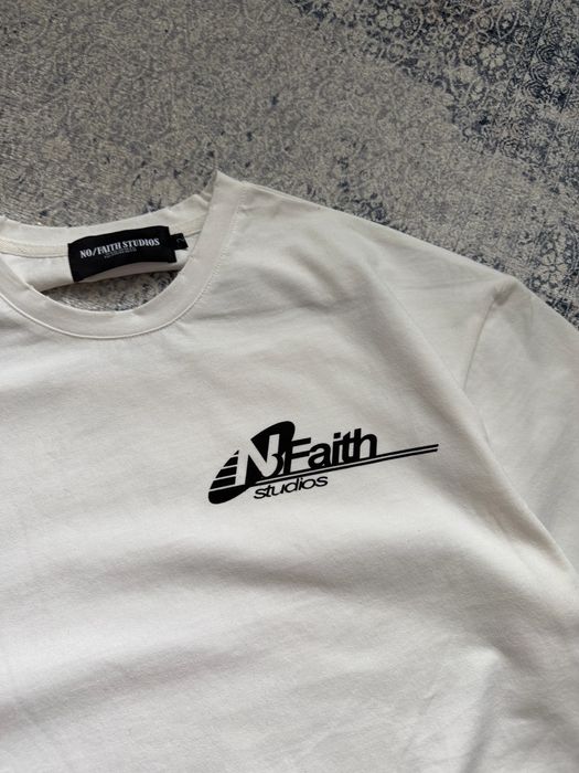 Футболка No Faith Studios Distressed Біла white old washed opium archive erd архив опиум y2k футболка оверсайз boxy