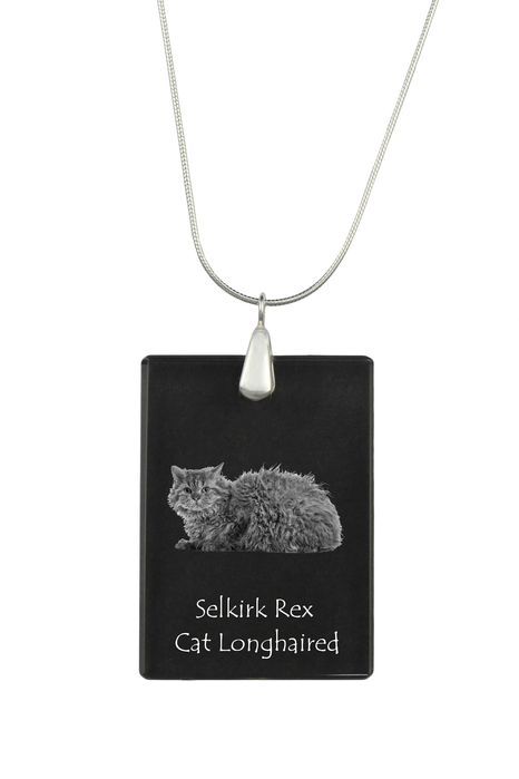 Selkirk Rex Kot długowłosy naszyjnik kryształowy z kotem Art-Dog