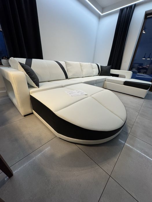 Naroznik  sofa Okazja nowy naroznik bialo czarny