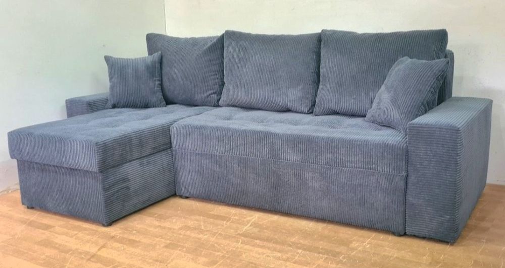 Nowy Narożnik sprężyny automat sztruks welur plusz kanapa sofa rogówka