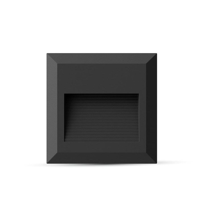Oprawa Schodowa 2W LED V-tac Czarna Kwadrat 230V IP65 VT-1152 3000K 70lm Wyposażenie Wnętrz