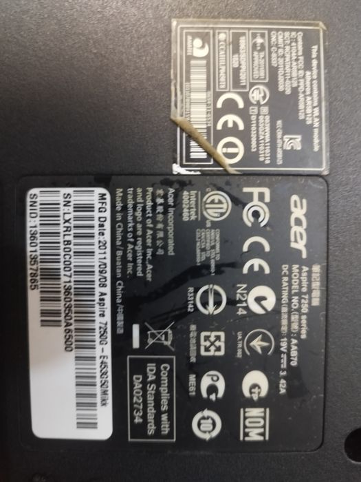 Ноутбук Aser 7250g 17.3
