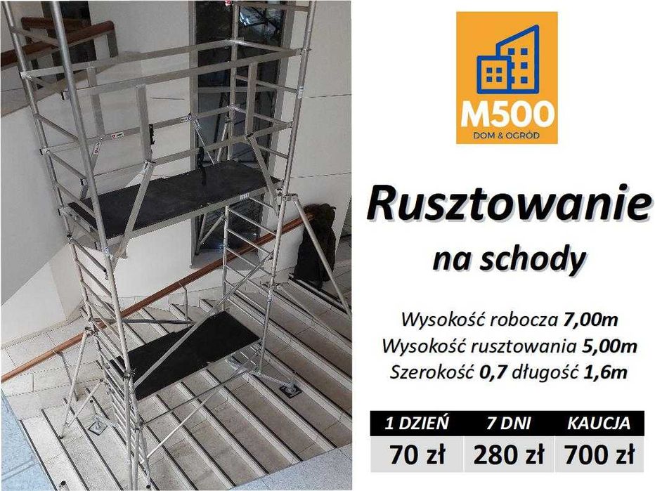 RUSZTOWANIE na schody 7m aluminiowe lekkie mobilne transport wypożyczę