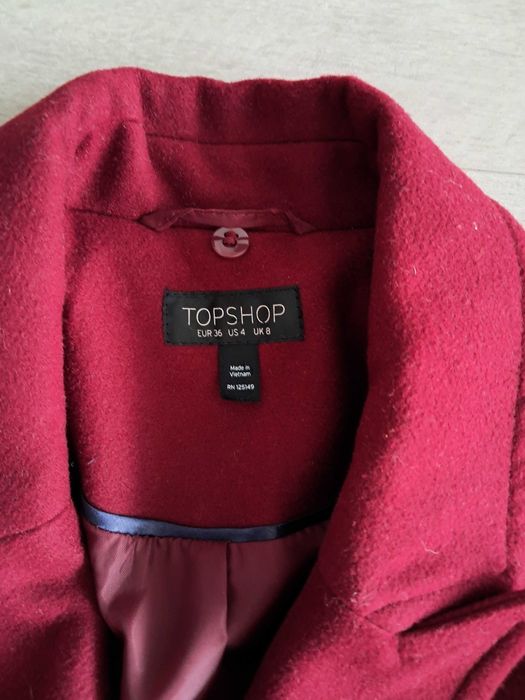 Burgundowy plaszcz TopShop 36 S