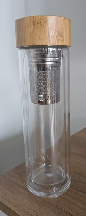 Szklana butelka z zaparzaczem 400 ml - podwójne ścianki