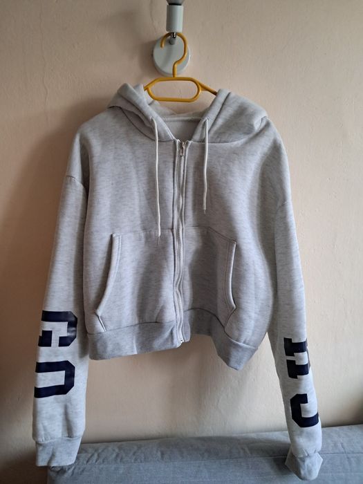Bluza sportowa krótka suwak szara L/XL