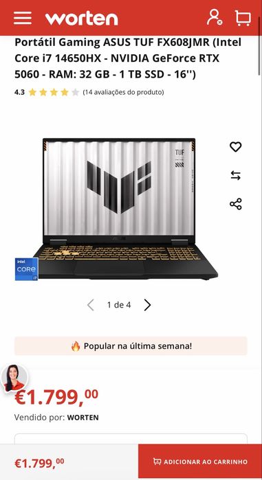 Computador ASUS  TUG Gaming F16 (Novo)