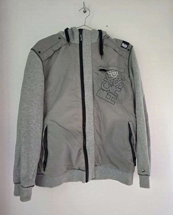 Bluza szara z kapturem męska kurtka wiatrówka jesień jesienna