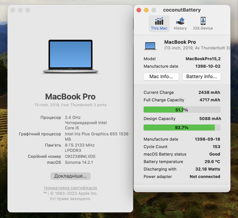 MacBook Pro 2019 13 i5 2.4/8GB /256 GB/ Touch Bar /