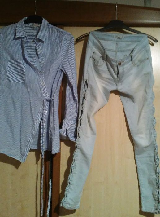 bluzka koszulowa H&M- S, spodnie jeansy- S/M  158-164cm