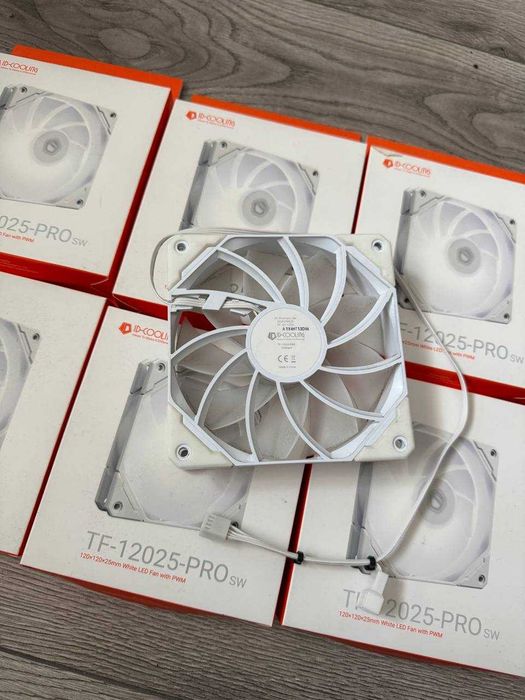 Білі 120mm PWM кулери IdCooling TF-12025-PRO sw З білою підсвіткою