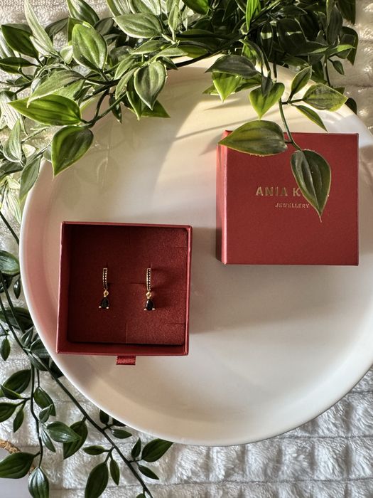 Pozłacane kolczyki z czarnymi cyrkoniami Ania Kruk