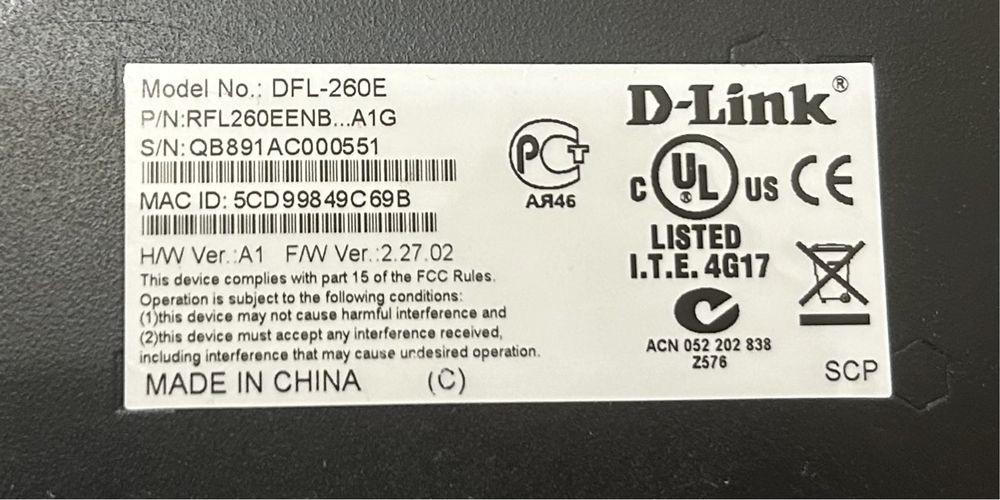 Міжмережевий екран D-Link DFL-260E