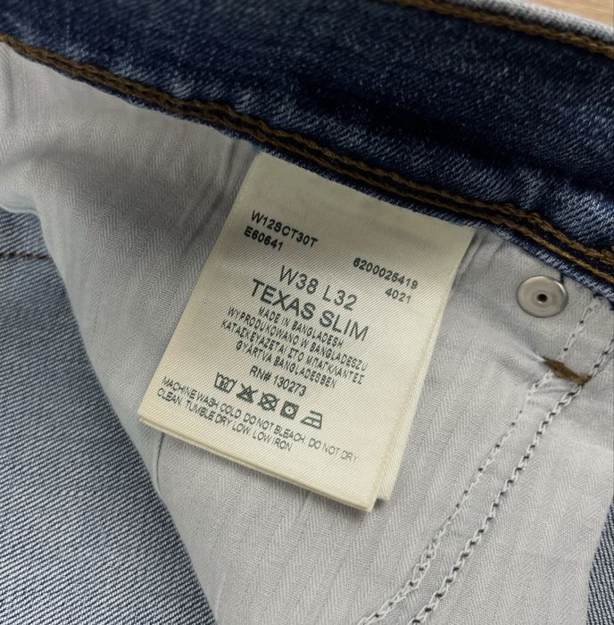 Джинси wrangler texas slim w38/l32 блакитні чоловічі сині слім фіт широкі мом tapered momo карго levi’s